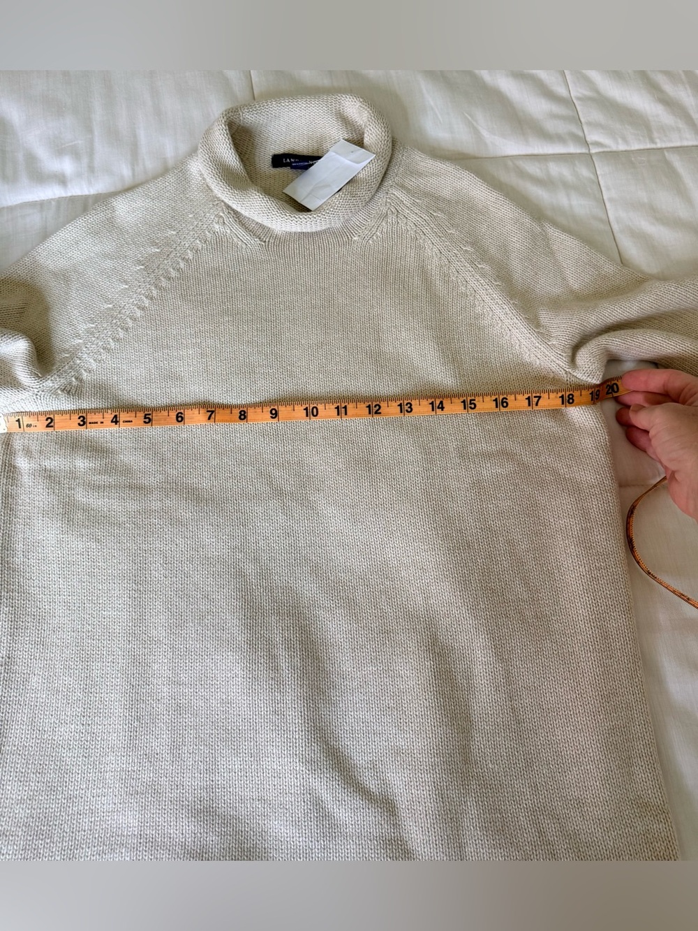 NWT Lands End cotton knit turtleneck sweater Oatmeal preppy classic medium - Picture 7 of 8